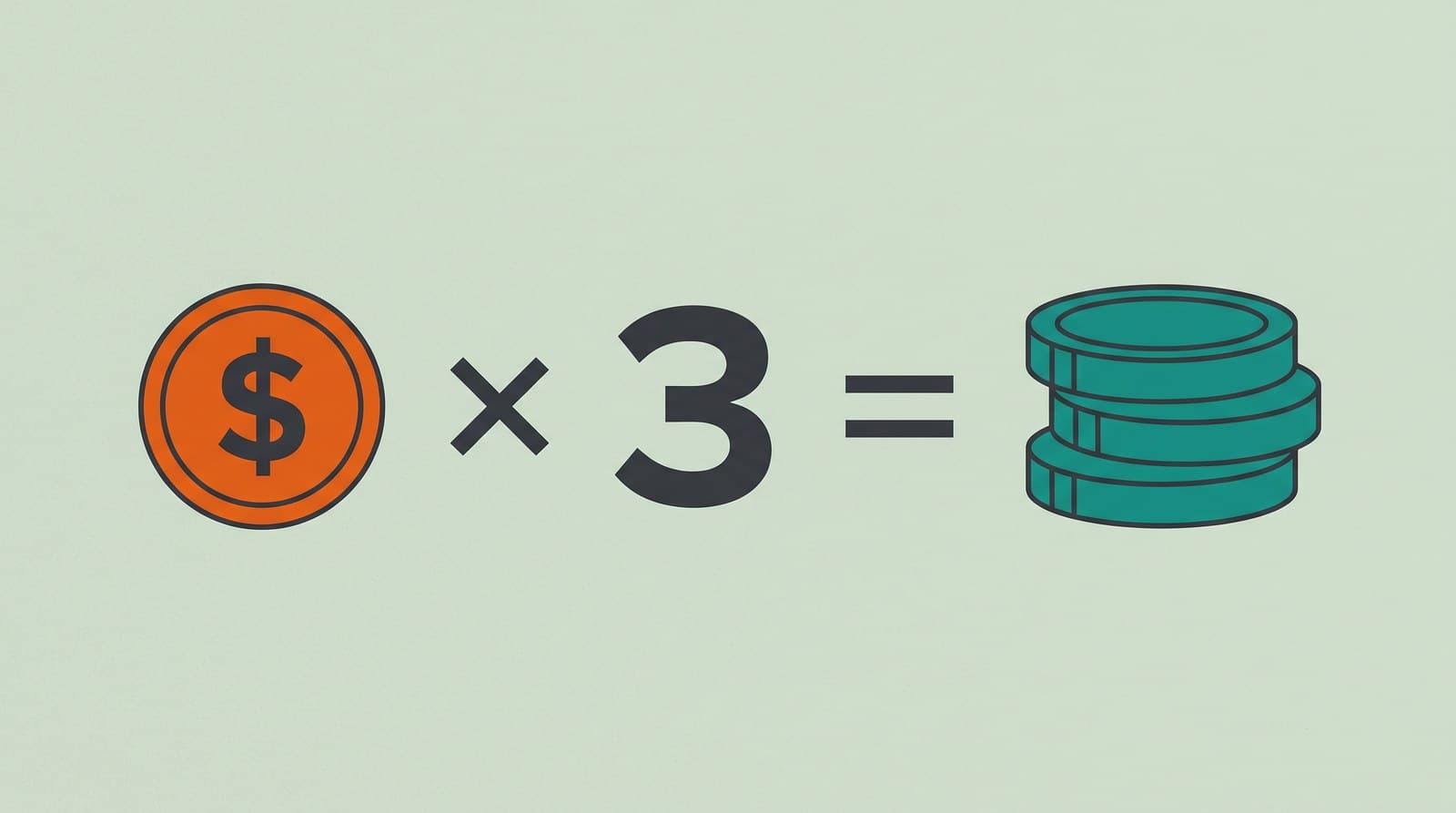 A simple equation showing one booth-fee coin times three equals the sales you need to break even.